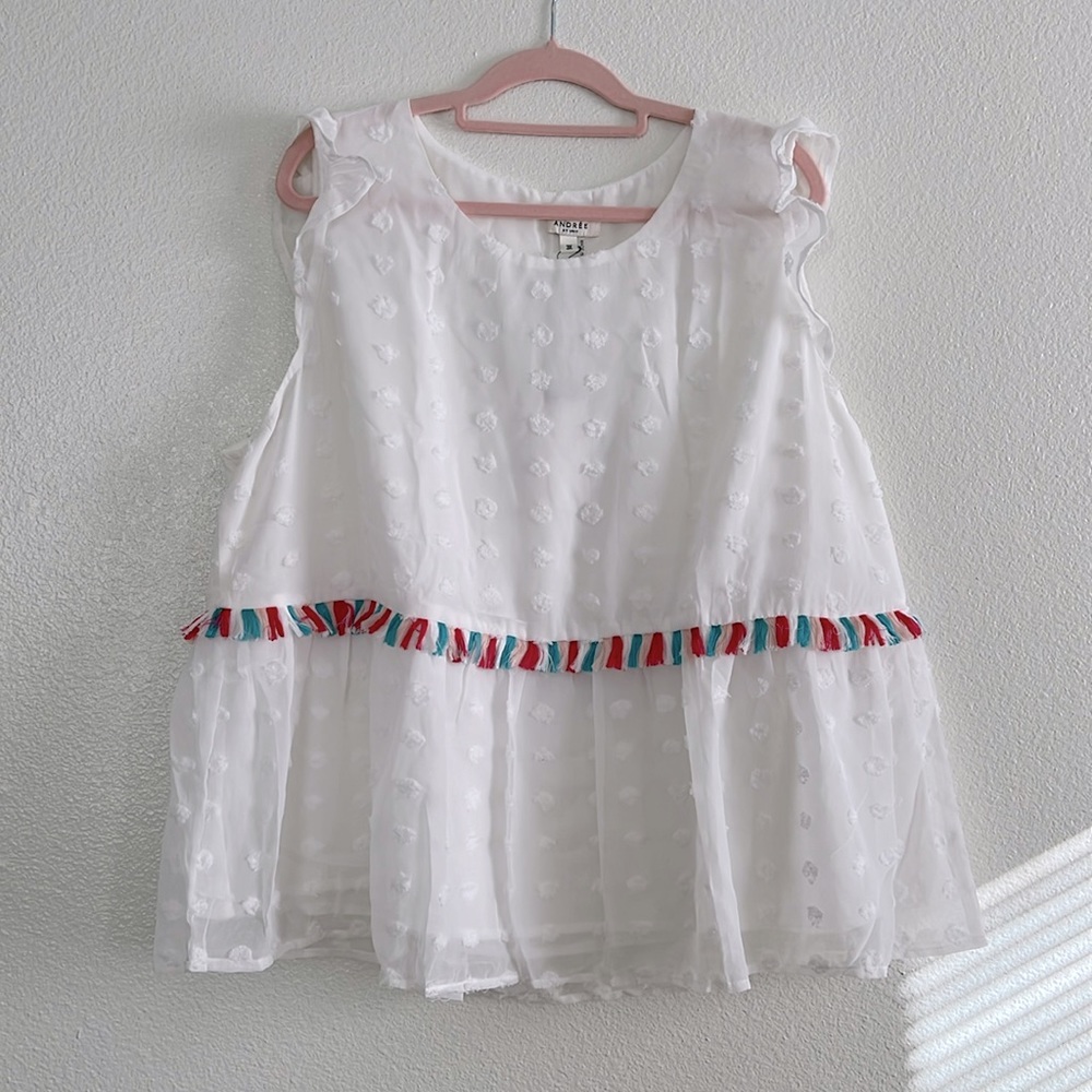 Swiss dot fringe tank, size 3X